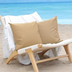 Juego de 2 fundas de cojín cuadradas de 18 x 18 pulgadas, impermeables, resistentes al agua, para patio, césped, balcón, sofá, color marrón Juego de 2 fundas de cojín cuadradas de 18 x 18 pulgadas, impermeables, resistentes al agua, para patio, césped, balcón, sofá, color marrón