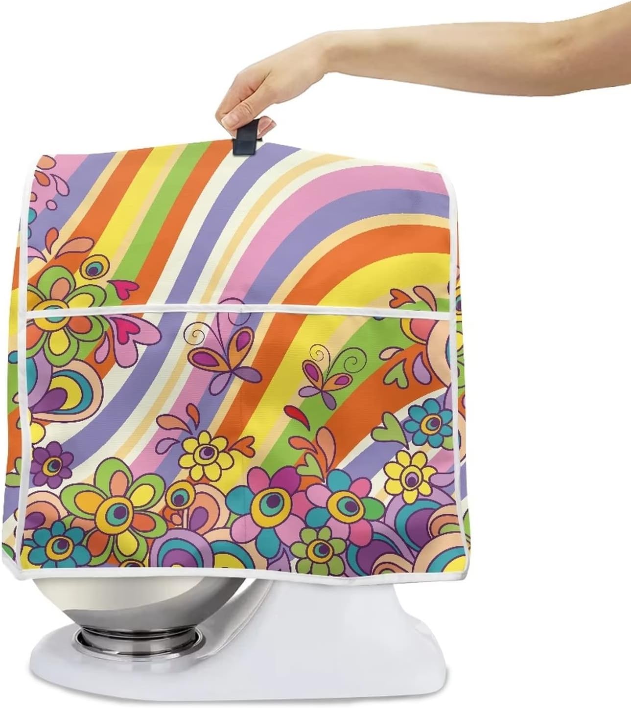 Colorida funda para batidora de cocina de mariposa hippie compatible con mezclador de pie de 4.5 a 5 cuartos de galón, cubiertas de ayuda de cocina