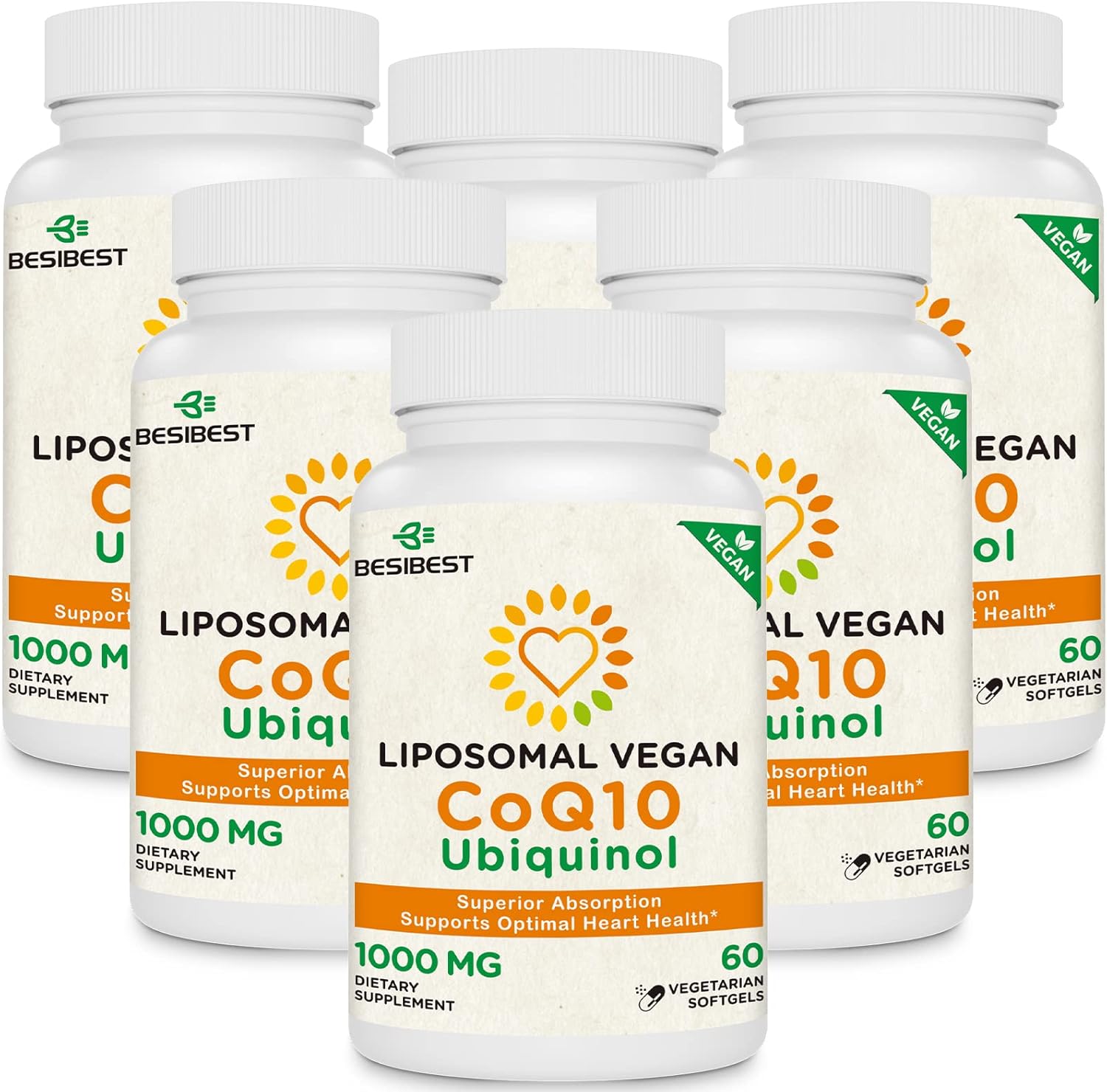 1000 mg liposomal CoQ10 Ubiquinol, 360 cápsulas blandas veganas, suplemento de ubiquinol CoQ10 de alta absorción, forma antioxidante activa de la