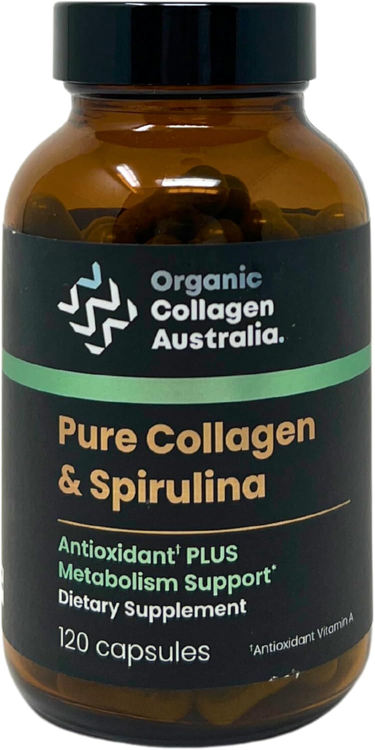 Cápsulas de colágeno puro y espirulina para la energía y la salud de la piel, 120 unidades