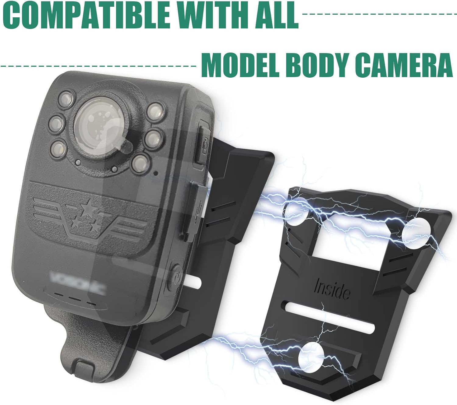 RUKUHOT Soporte de cámara corporal, soportes universales para cámara y abrazaderas para todos los modelos de cámara de policía, soporte de cámara