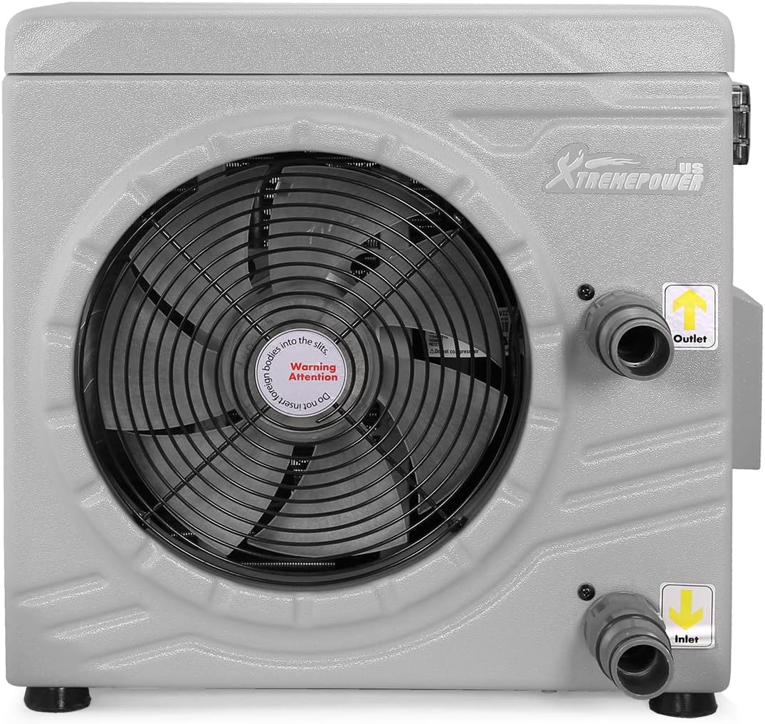 XtremepowerUS Bomba de calor de piscina de 14,500BTUhr – Calentador de piscina para piscinas sobre el suelo, hasta 4700 galones, intercambiador de