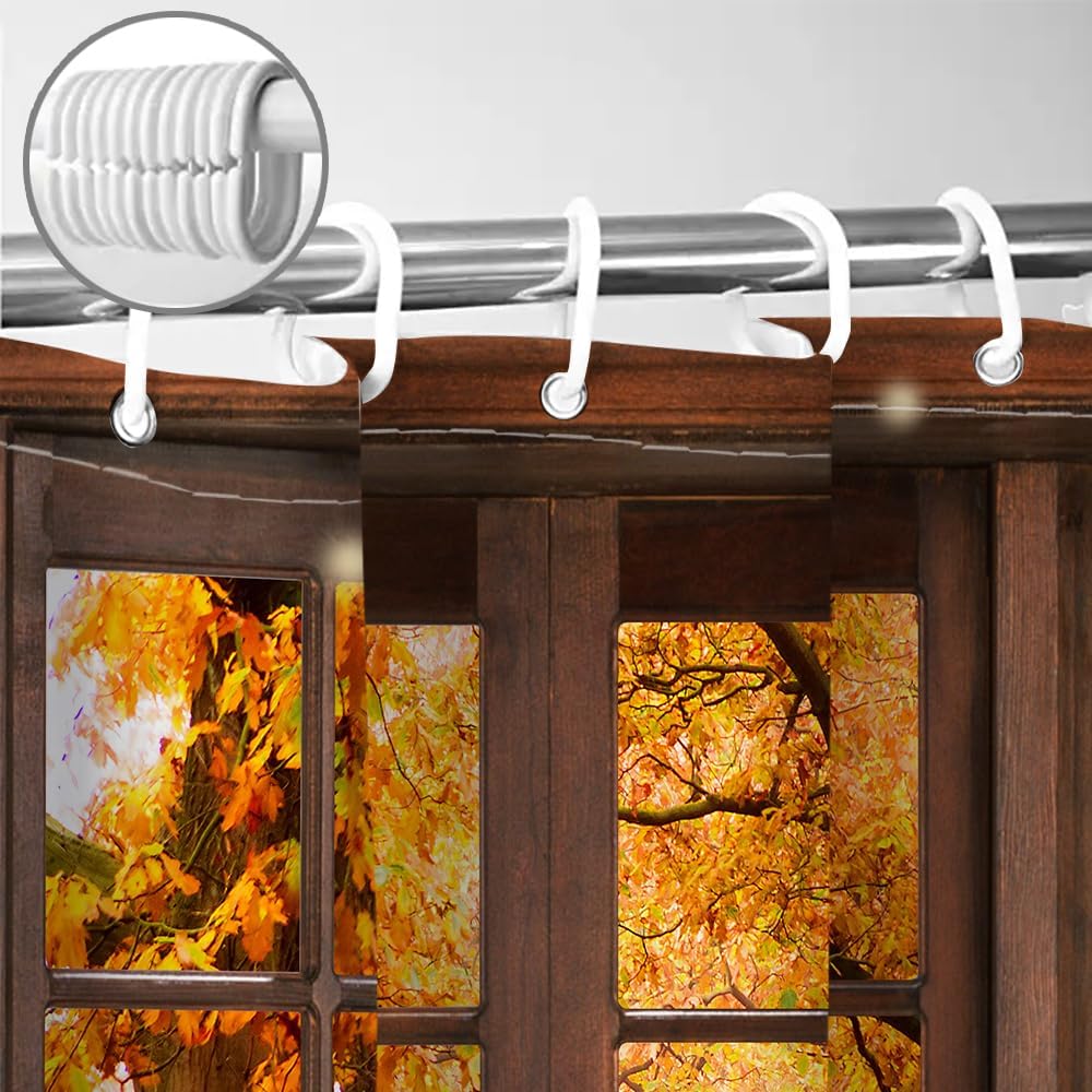 Cortina de ducha de otoño de Acción de Gracias, calabazas de pavo de granja, cosecha de bosque otoñal, juego de cortinas de ducha para decoración de