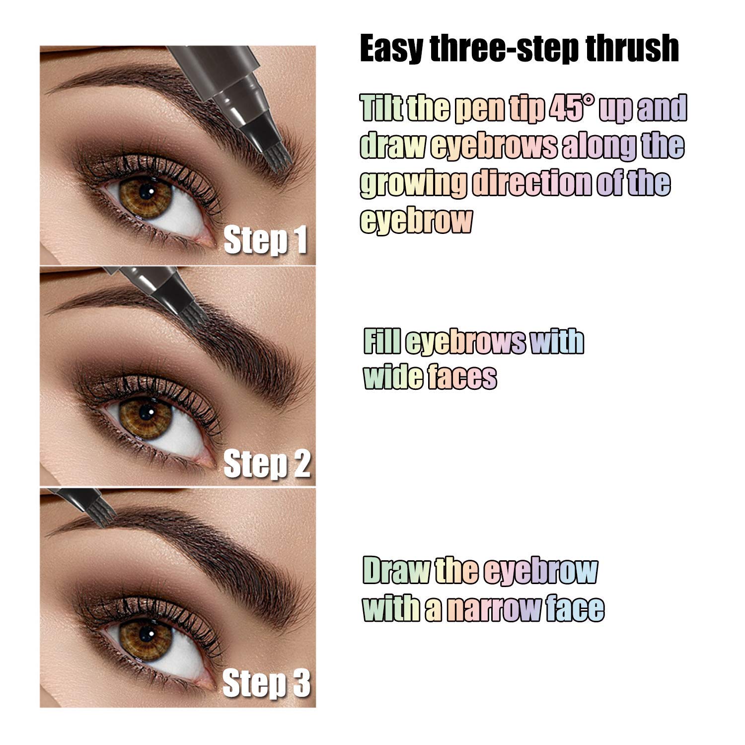 Lápiz de tatuaje de cejas impermeable con un aplicador de punta de microhorquilla que crea cejas de aspecto natural sin esfuerzo