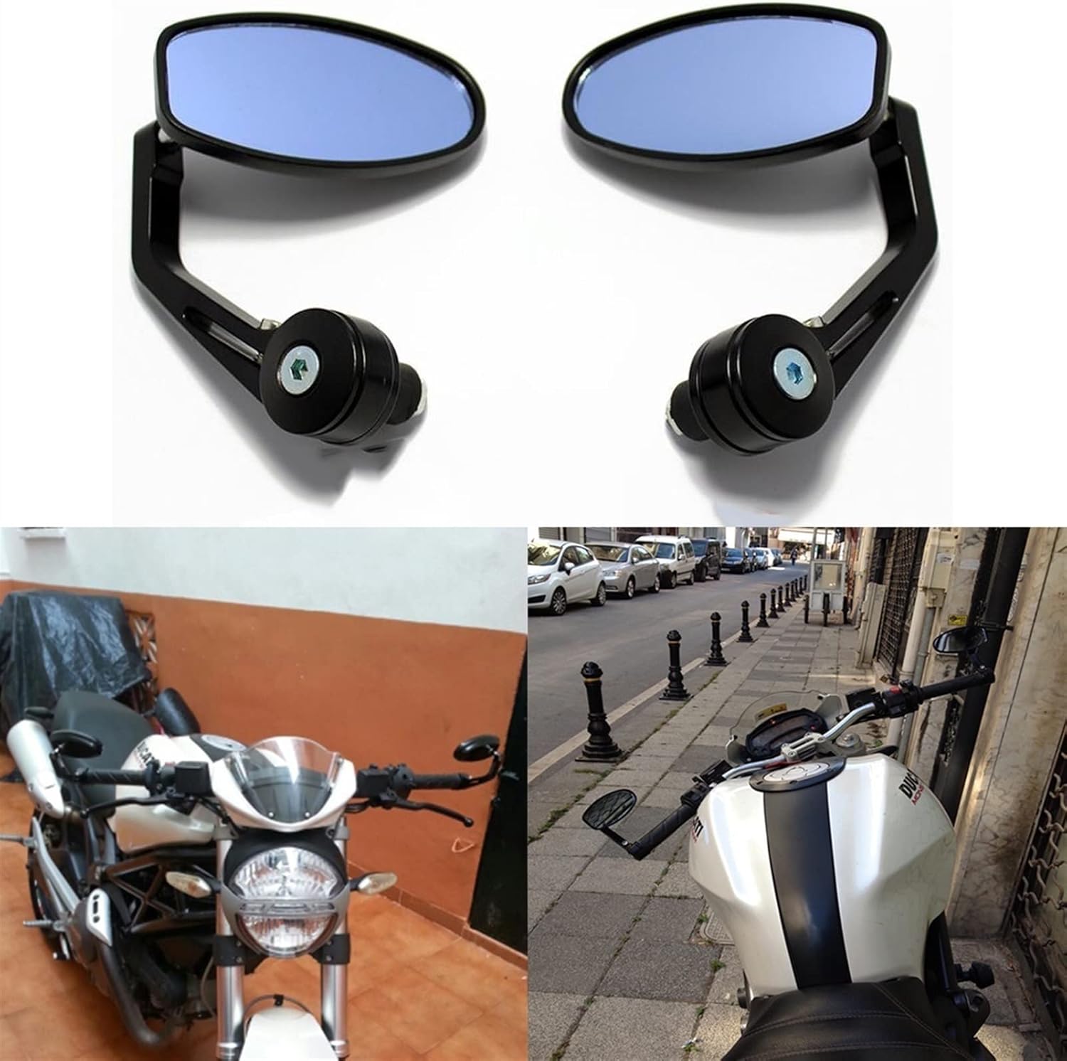 Espejo retrovisor para motocicleta, para manillar, extremo de barra, retrovisor, CNC, aluminio, 78 pulgadas, 0.866 in para Kawasaki Z900 Z650 para