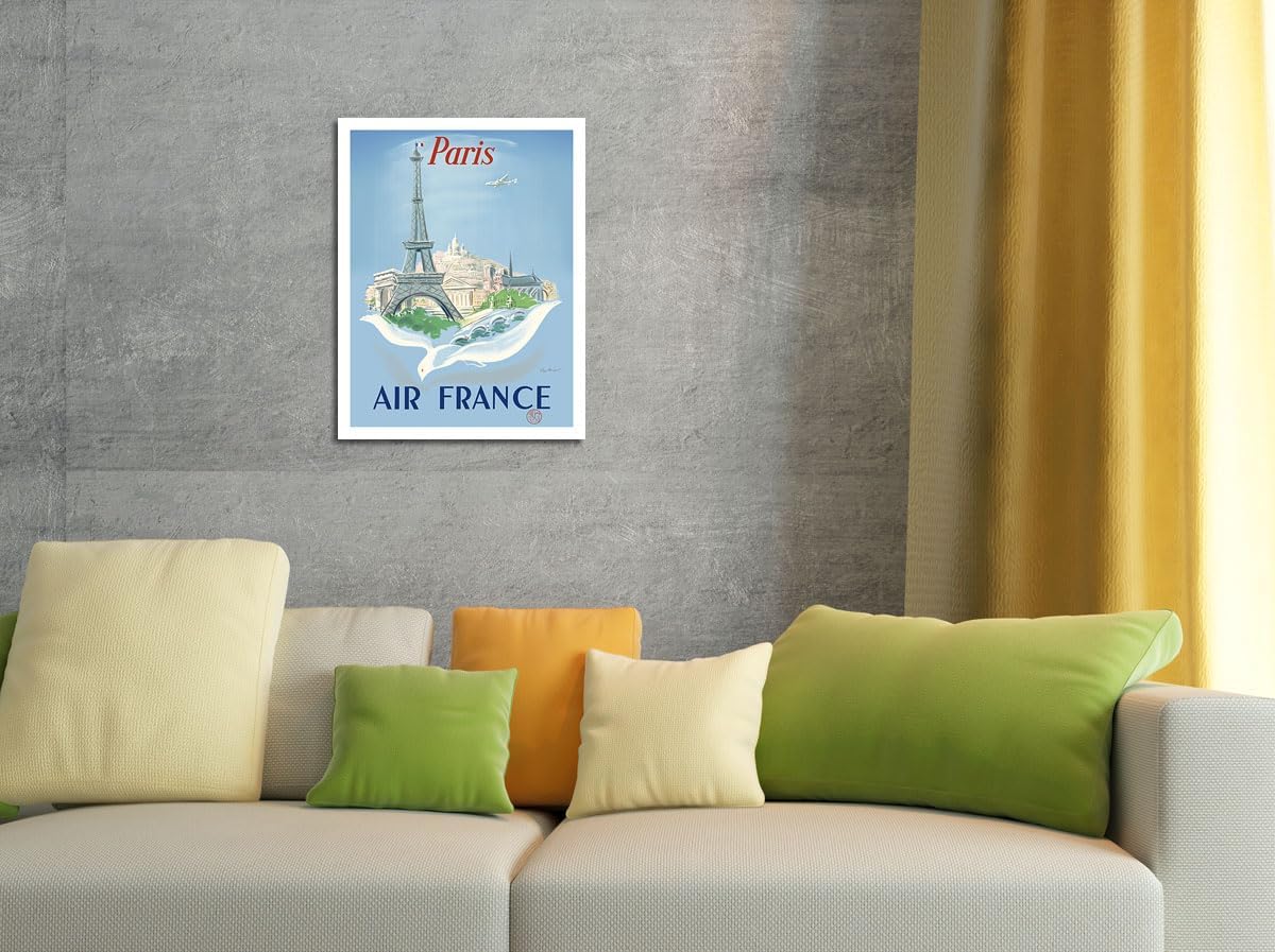 Régis Manset c.1952 – Póster de viaje con diseño de la Torre Eiffel de París, Francia, 9 x 12 pulgadas