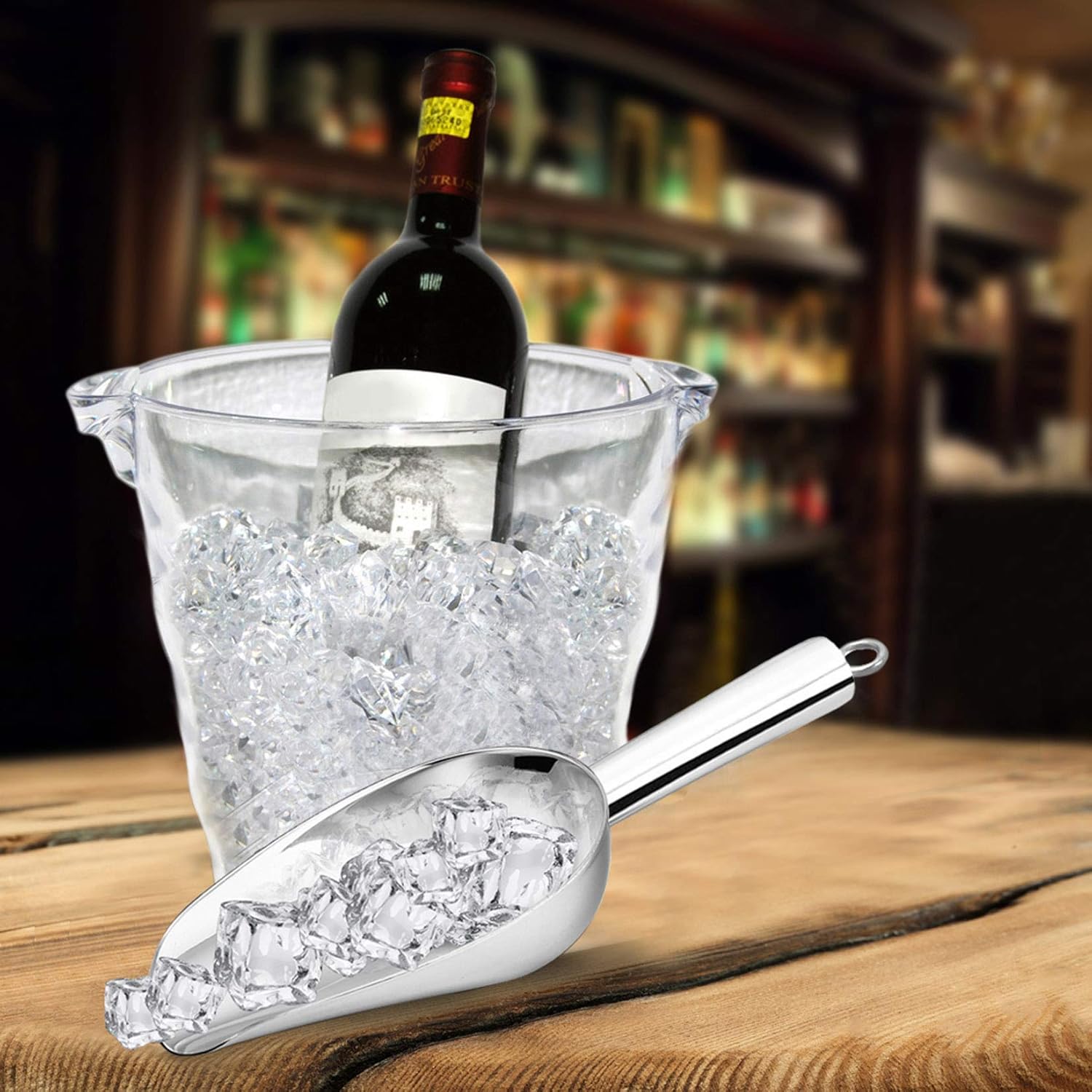 P&P CHEF Cuchara de hielo de 12 onzas, cuchara grande de acero inoxidable para cereales de caramelo, harina de arroz, palomitas de maíz, acabado de
