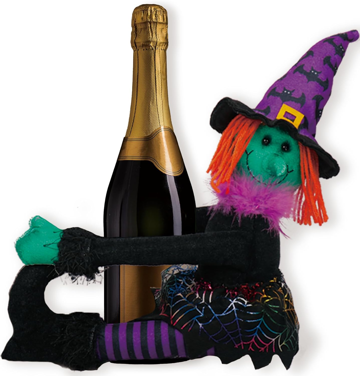 Decoración para árbol de bruja de Halloween, decoración aterradora de Halloween para árbol de Navidad, corbata de cortina de Halloween y botella de
