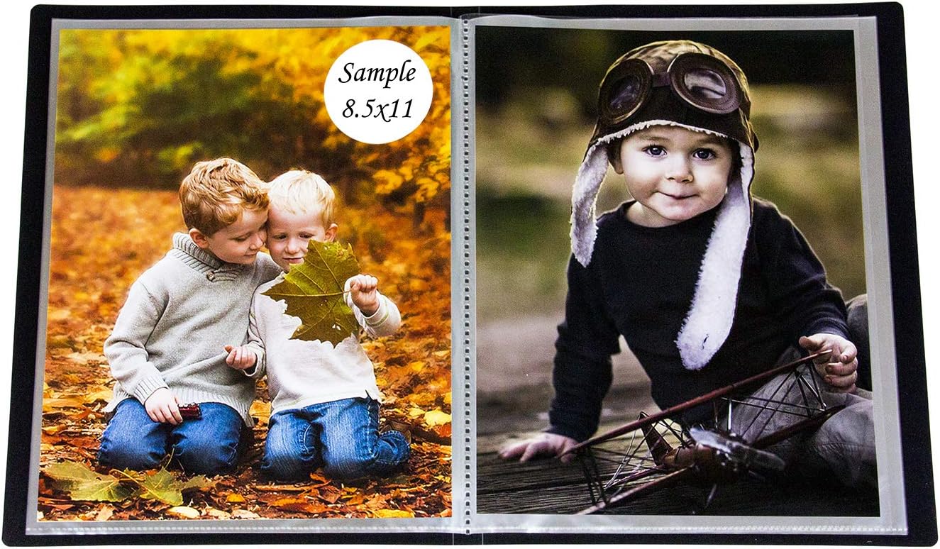 2PO Portafolio – Álbum de fotos con capacidad para 48 imágenes, álbum de ahorro de espacio con bolsillos deslizantes de 8.5 x 11 pulgadas