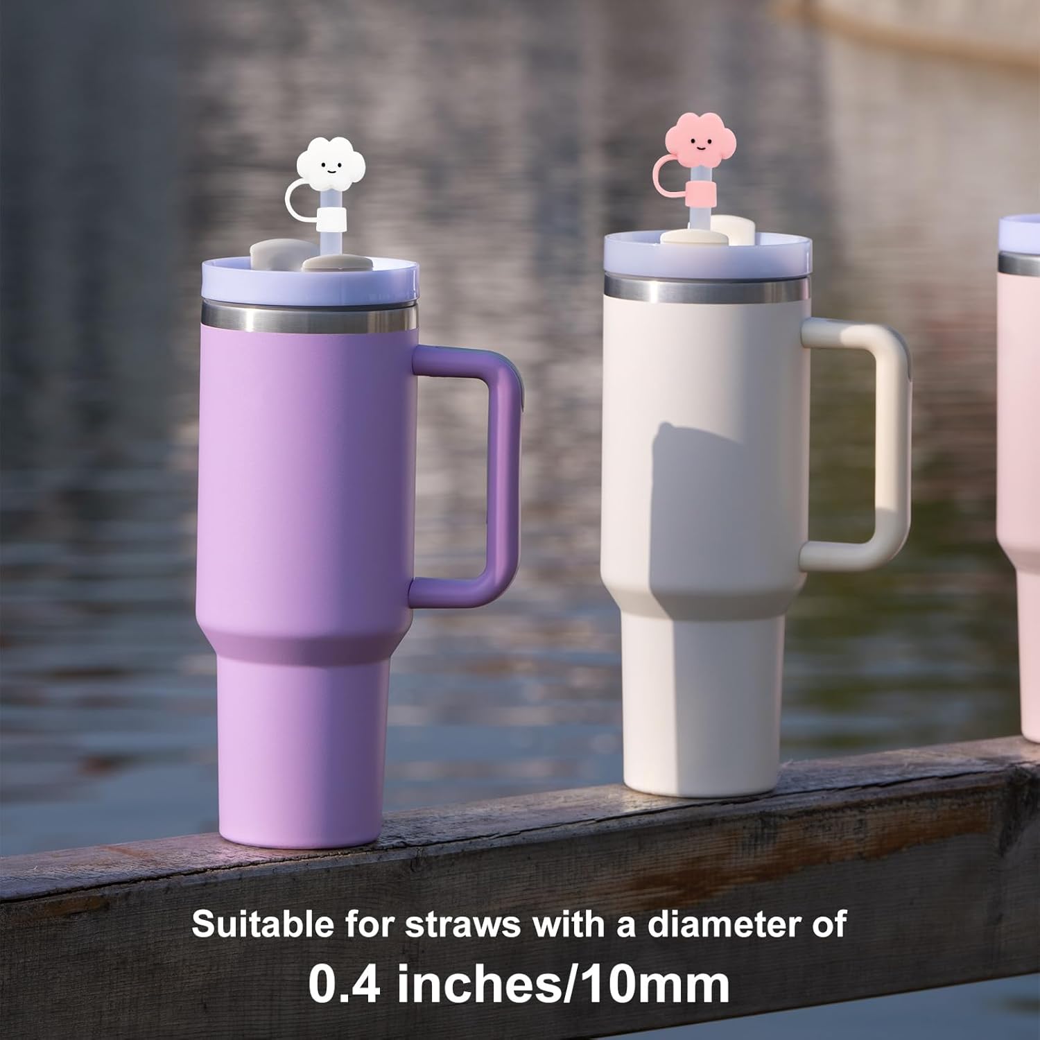 Fundas de popote de silicona para vasos Stanley, accesorios de tapa lindos compatibles con vasos de 30 y 40 onzas