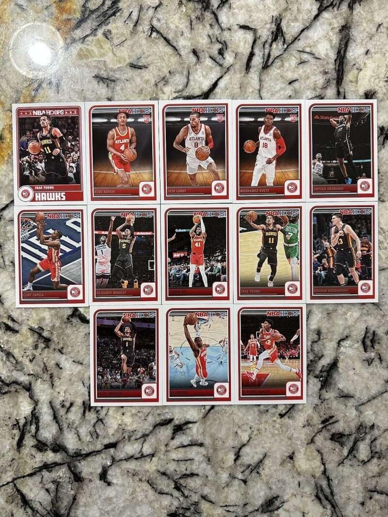 2023-24 Panini NBA Hoops Atlanta Hawks Team Set Includes Rookies (Hand Collated) of 13 Cards #29 DeAndre Hunter 72 AJ Griffin 94 Jalen Johnson 101