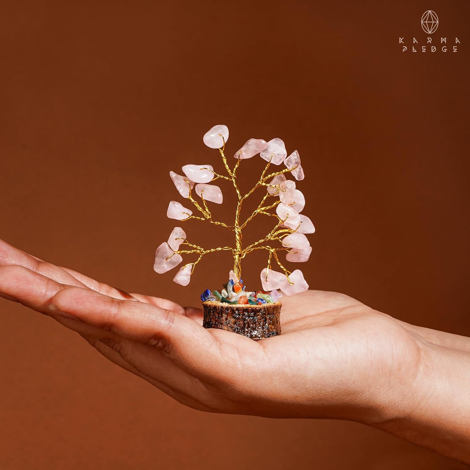 Decoración de escritorio de árbol de cristal, decoración hippie, árbol de la vida, 7 cristales curativos de chakras y piedras para energía positiva,