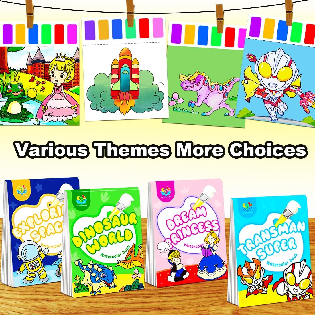 YXOTJHS Juegos de pintura de acuarela para niños, pintura grande con libros de agua, libros de acuarela para colorear para niños de 4 a 8 años,