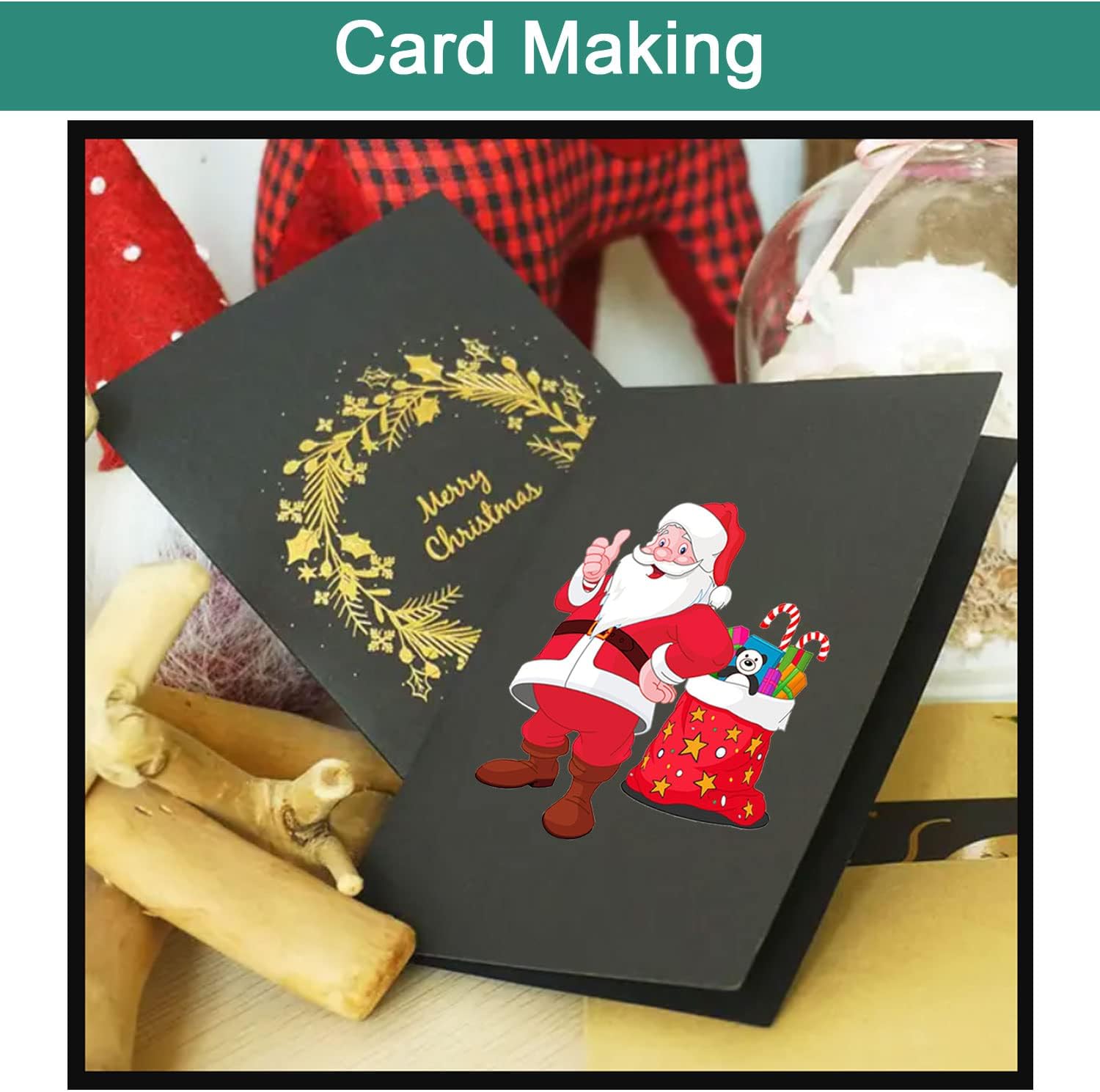 4 juegos de troqueles de Navidad de chimenea de Papá Noel para hacer tarjetas, suministros para álbumes de recortes, troqueles en relieve, plantilla