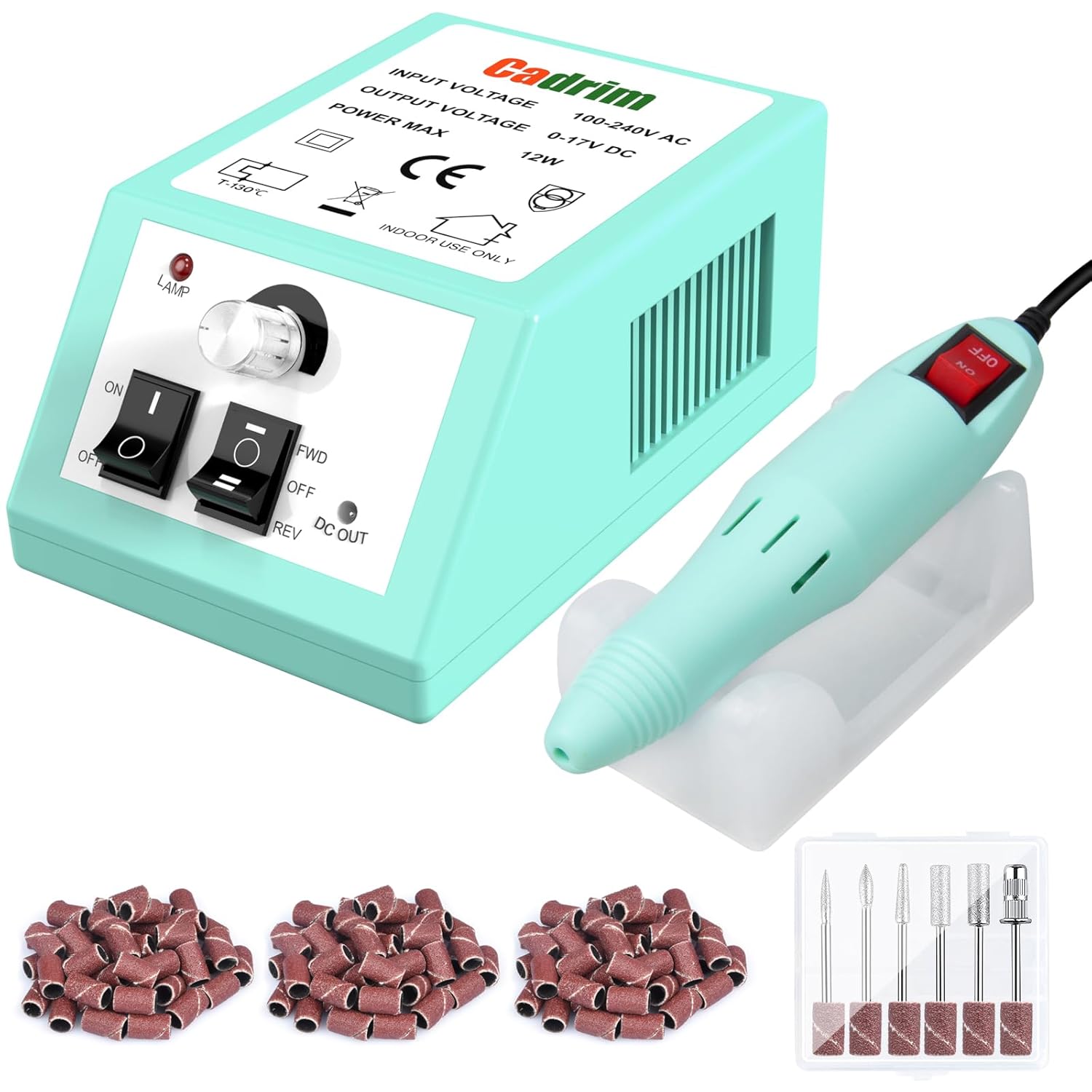 Cadrim – Taladro eléctrico de uñas, taladro eléctrico de uñas para uñas acrílicas, esmalte de uñas, esmalte de uñas, juego de pulidor de uñas,