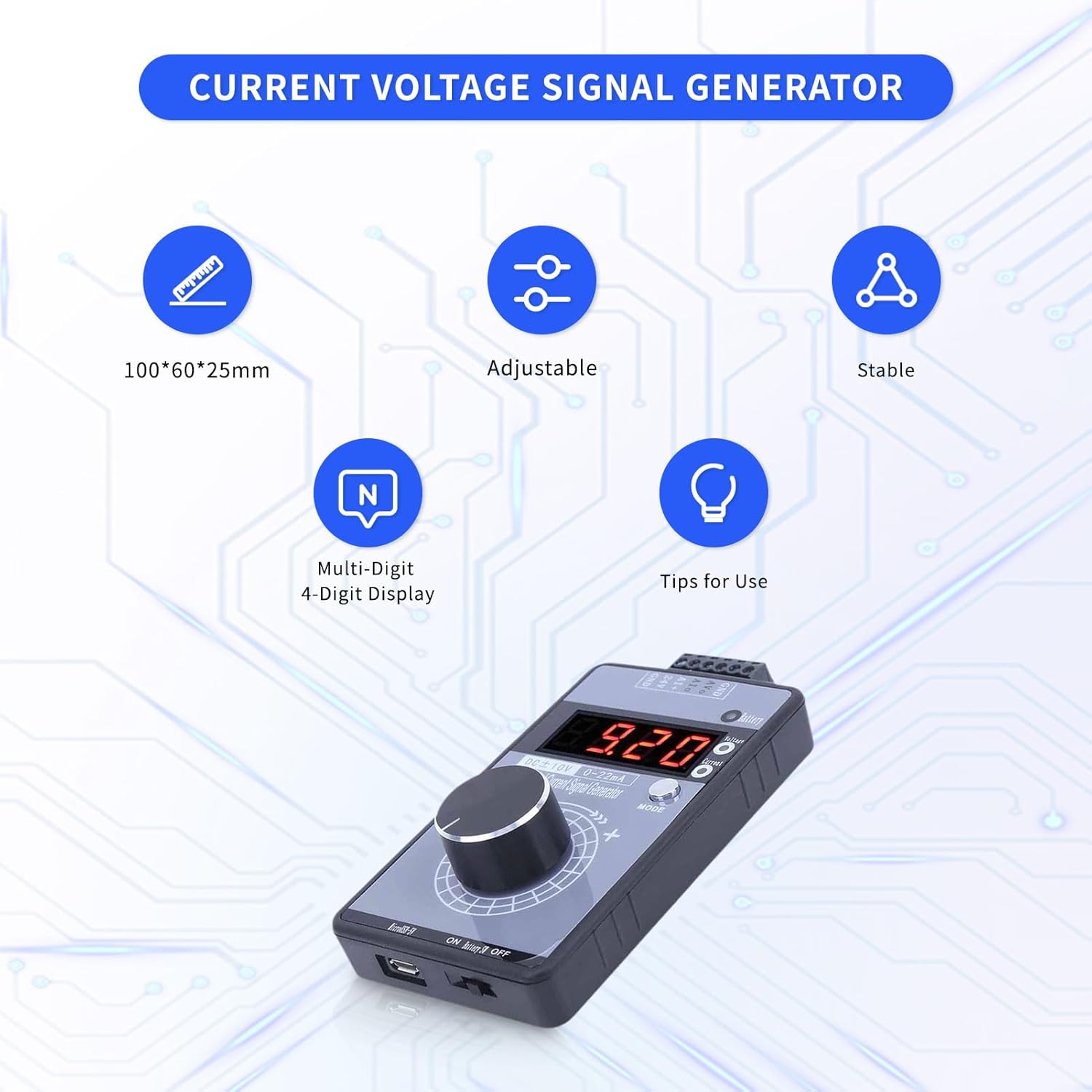Generador de señal de voltaje actual, simulador analógico de interfaz DC 0-10V 0022mA, 3 tipos de fuente de alimentación Generador de señal de