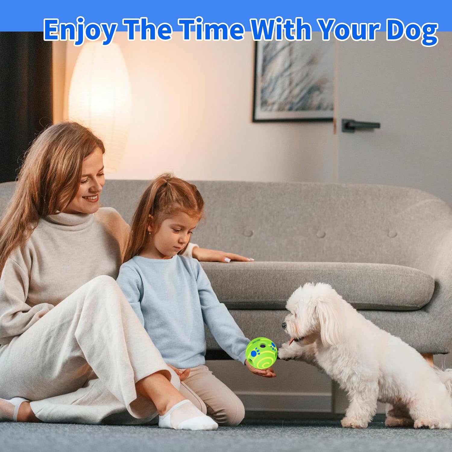 TAUCHGOE Juguetes interactivos para perros, pelota para perros grandes y medianos, pelota de pastoreo para perros con sonidos divertidos, juguete