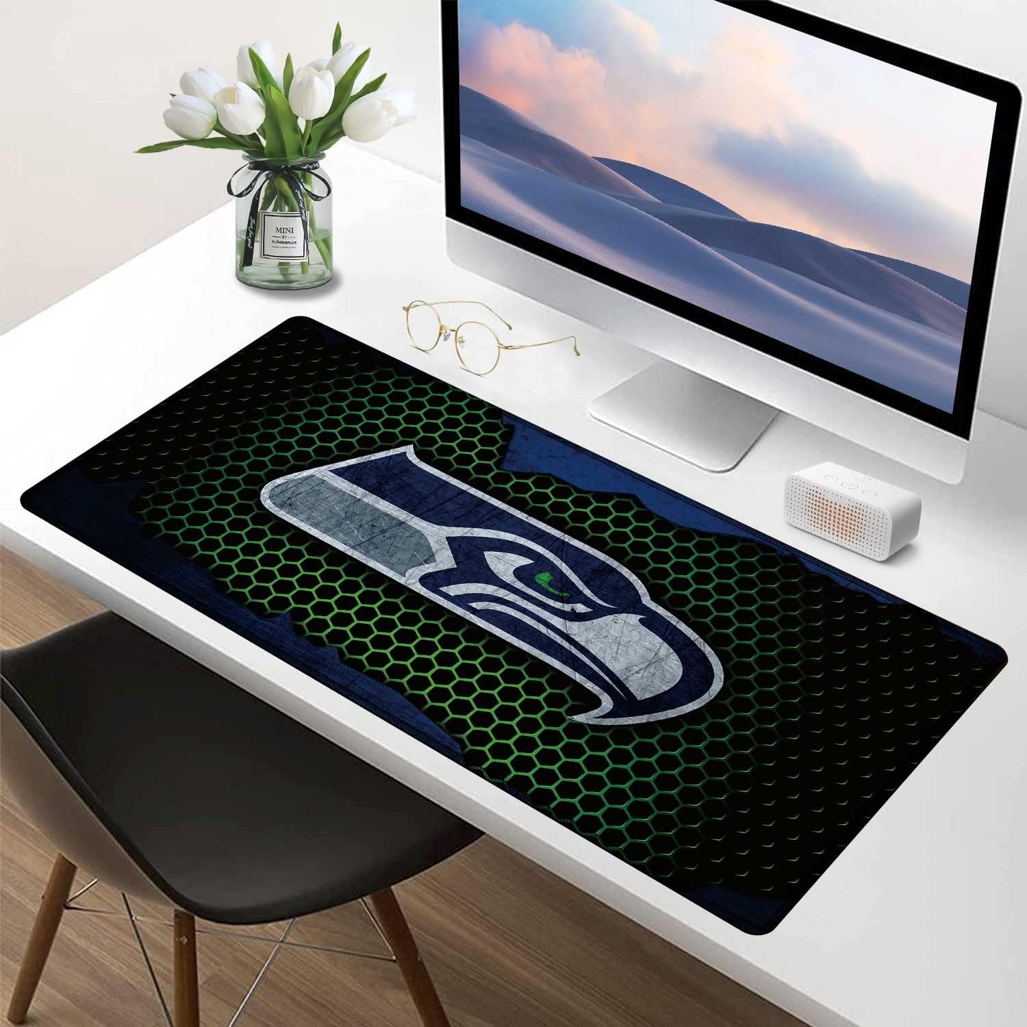 Alfombrilla de mouse profesional XXL para videojuegos, alfombrilla de mouse para teclado de computadora grande con base antideslizante y borde