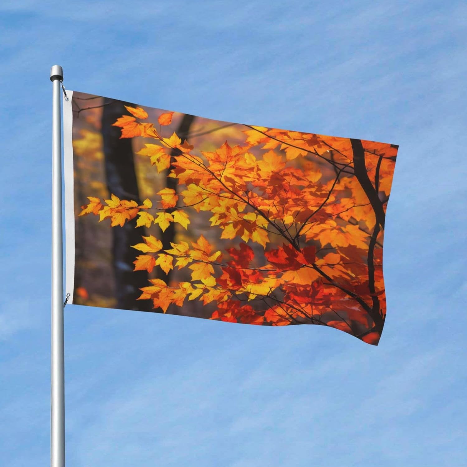 Bandera impresa de doble cara con hojas de arce otoñal de 3 x 5 pies, banderas de casa para jardín, patio, decoración del hogar, fiesta interior y