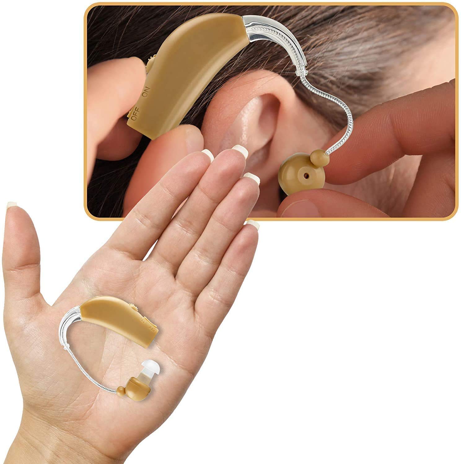 Juego de amplificadores auditivos digitales dispositivo de amplificación de sonido personal, batería recargable durante todo el día, ligero detrás