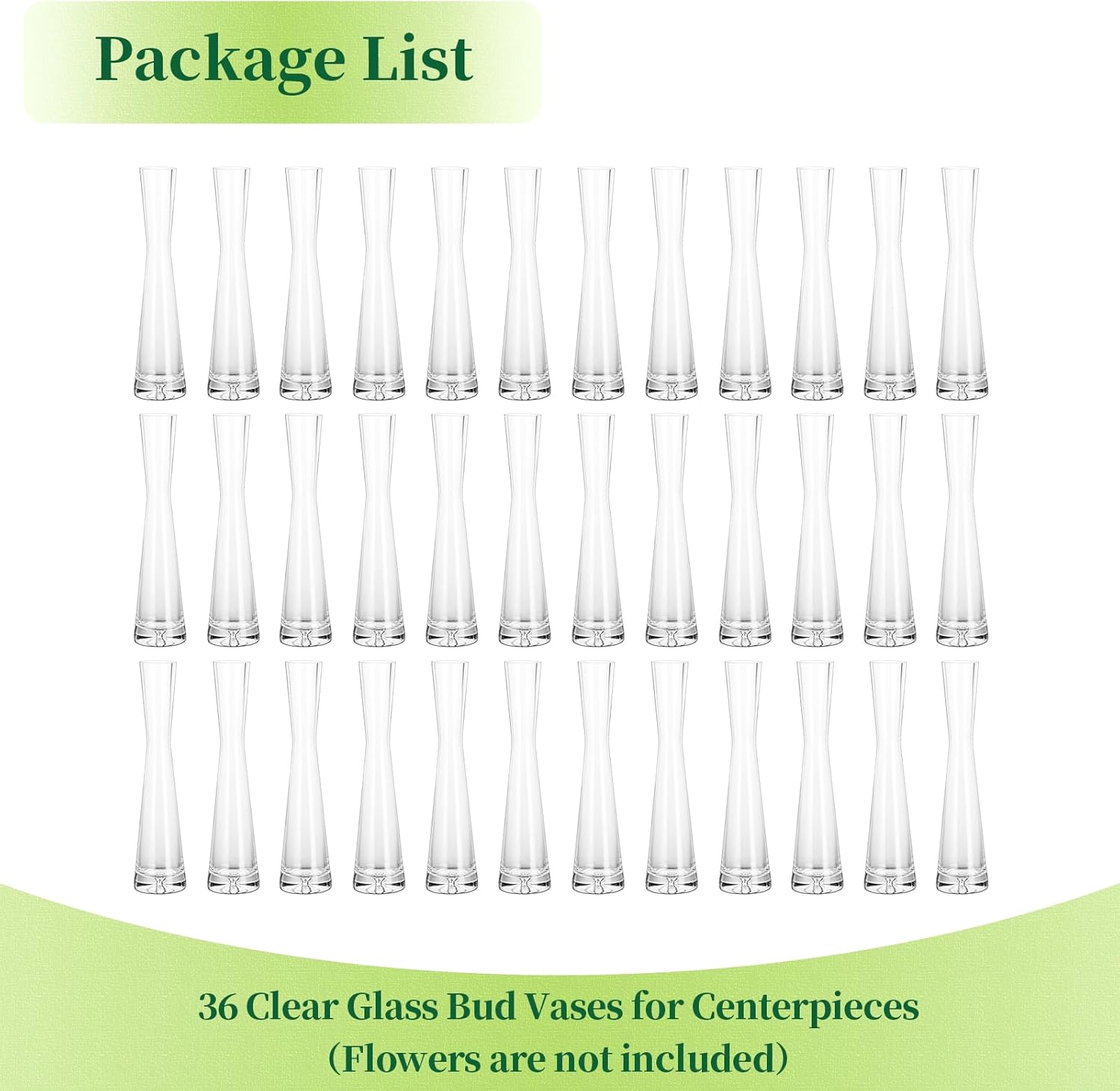 Hewory Juego de 36 jarrones de cristal para centros de mesa, hechos a mano, moderno, transparente, pequeño, delgado, decorativo, florero,