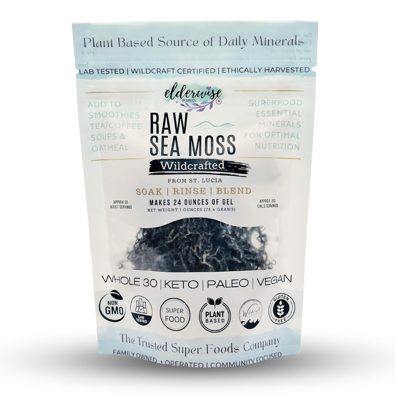 Sea Moss  Aqua Marine  Hace 24 onzas de gel  Artesanal silvestre  Raro  Crudo + sin OMG  Secado al sol  Verde (Aqua Marine)