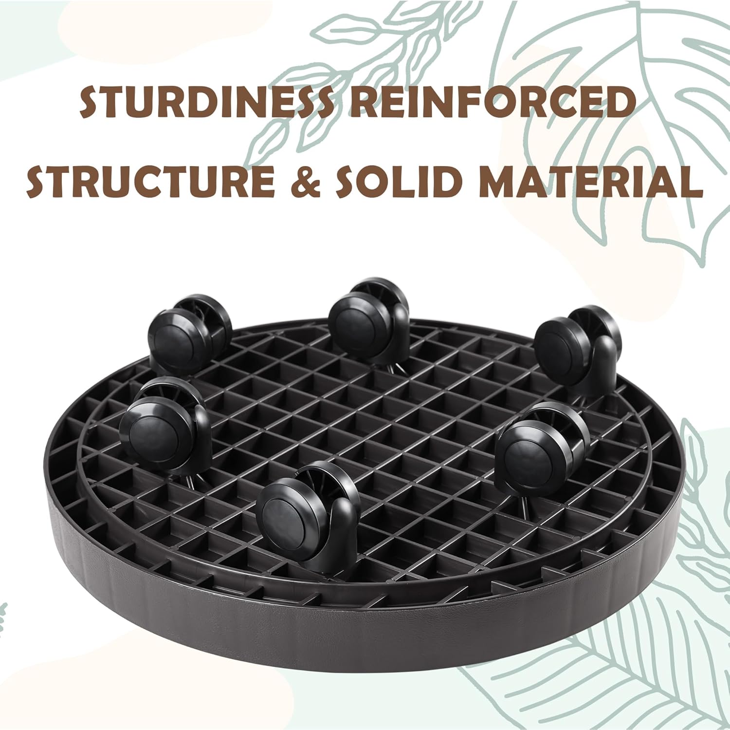 Organizador de macetas de 9.8 pulgadas con ruedas, soporte de ruedas resistente para plantas en maceta, bandeja de base redonda con ruedas, soporte
