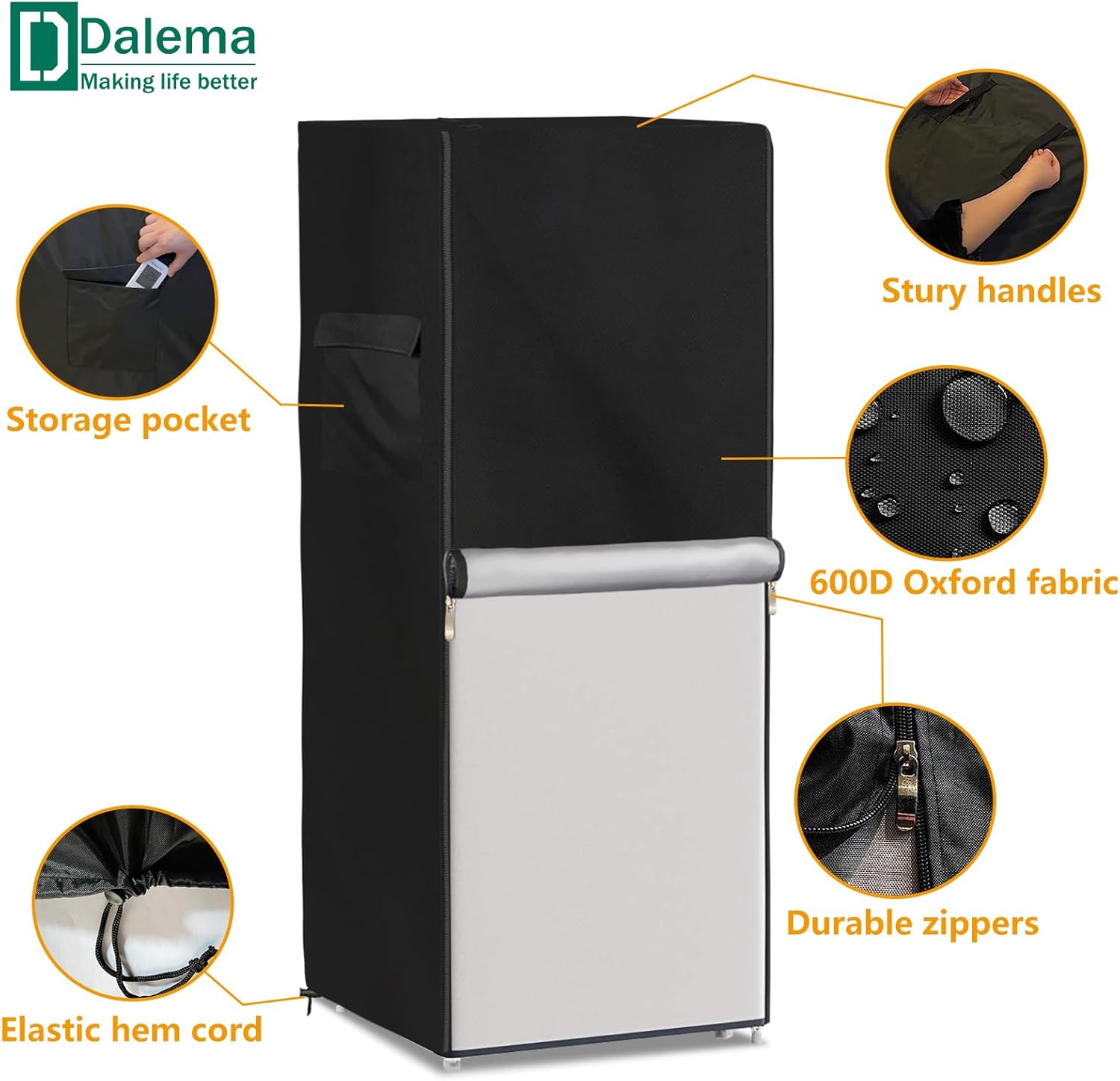 Funda para refrigerador para exteriores, 600D, resistente, 100% impermeable, cubierta vertical para congelador, fundas exteriores para refrigerador.