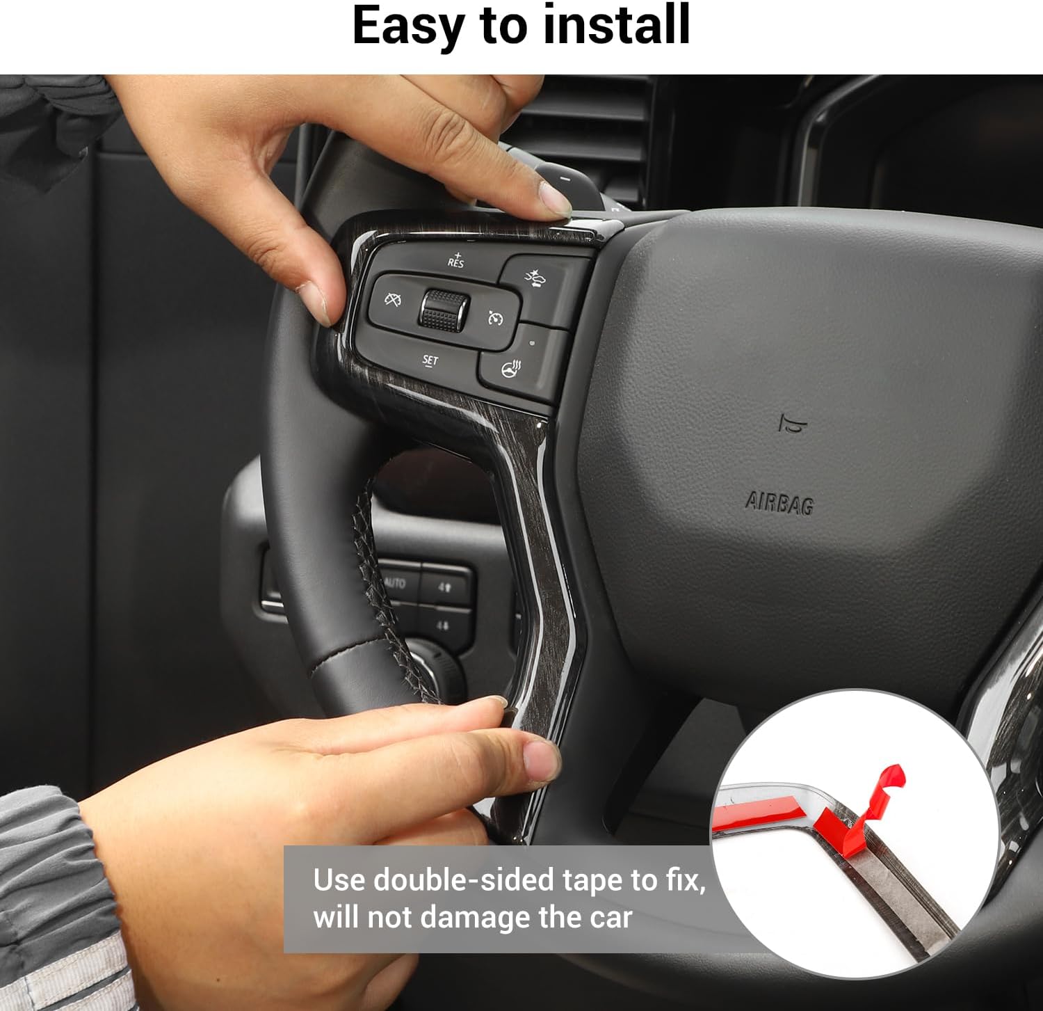 Hoolcar Funda interior para volante de ABS compatible con Chevrolet Silverdao 2019-2023, Chevrolet Suburban 2020-2023 y accesorios Tahoe 2021-2023,