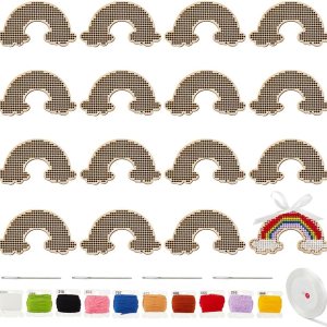 OLYCRAFT Kit de 31 piezas de punto de cruz, kit de bordado de punto de cruz, arco iris de madera, juego de espacios en blanco de punto de cruz, OLYCRAFT Kit de 31 piezas de punto de cruz, kit de bordado de punto de cruz, arco iris de madera, juego de espacios en blanco de punto de cruz,