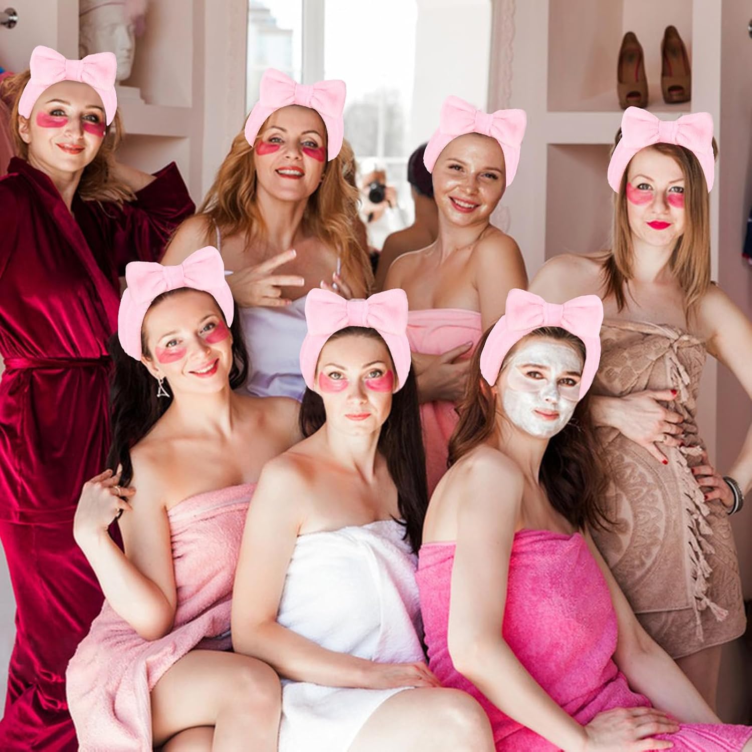 Jaciya Diadema de maquillaje de spa, paquete de 8 unidades, diadema para el cuidado de la piel para lavar la cara, regalos de spa para mujeres,