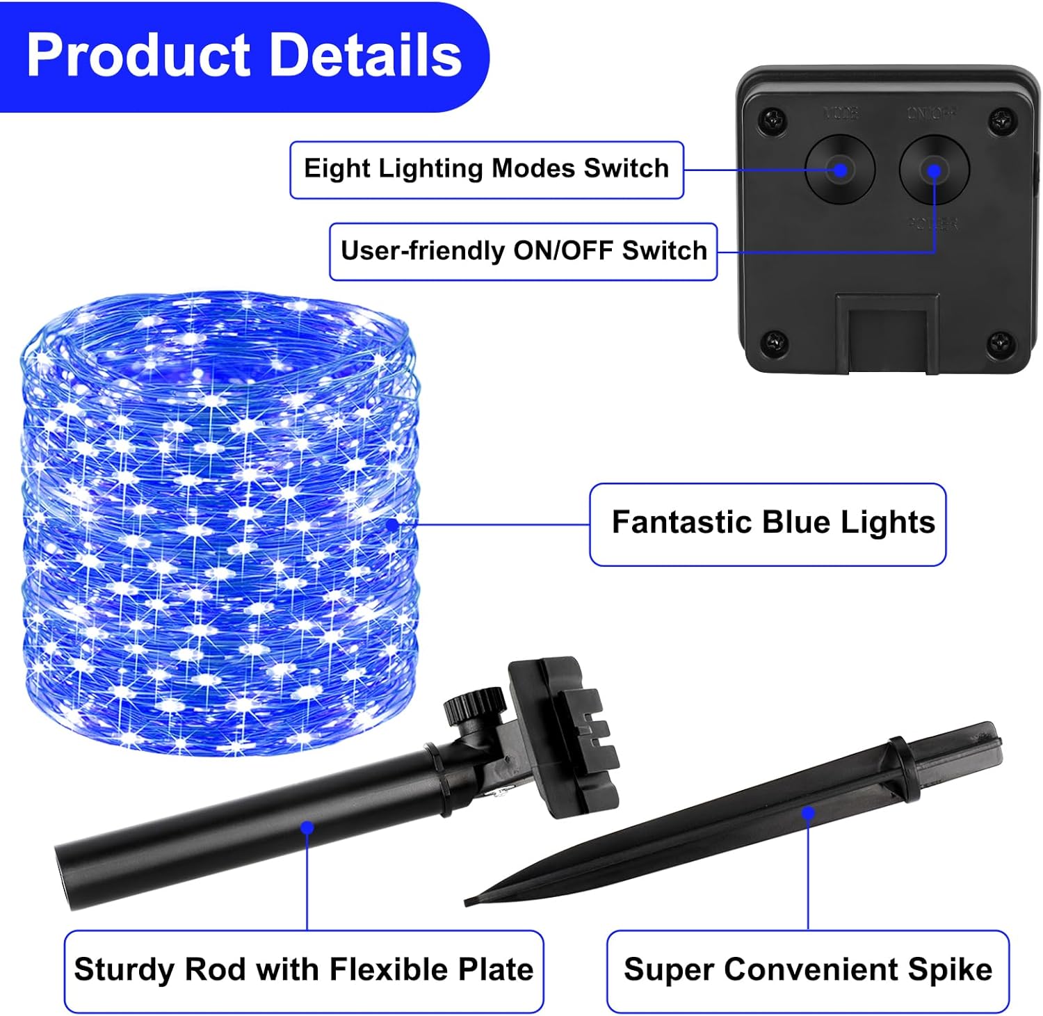 Brightever Guirnalda de luces solares impermeables para exteriores, paquete de 2 unidades de 200 luces LED parpadeantes de 78 pies, cada una de 39