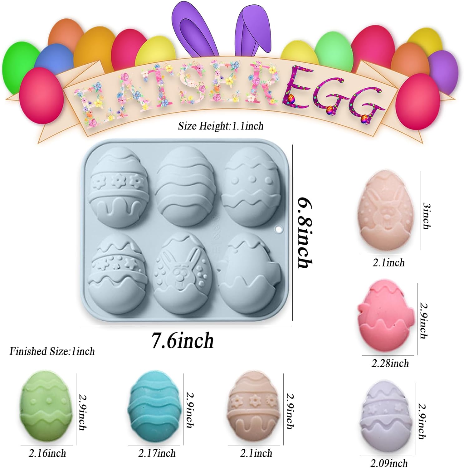 2 moldes de silicona para huevos de Pascua, 6 cavidades, diferentes moldes de huevos, herramienta para hornear, para hacer bombas de chocolate