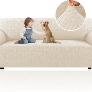 H.VERSAILTEX Fundas de sofá jacquard para sofás de 3 cojines, 1 pieza, fundas elásticas para sofá, protector de muebles antideslizantes, suaves y H.VERSAILTEX Fundas de sofá jacquard para sofás de 3 cojines, 1 pieza, fundas elásticas para sofá, protector de muebles antideslizantes, suaves y