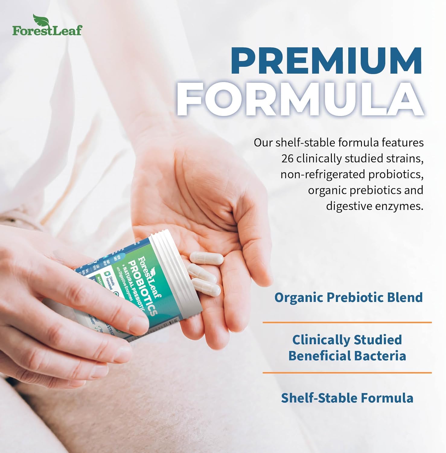 ForestLeaf Probióticos clínicamente estudiados 100 mil millones de UFC, 26 cepas con mezcla prebiótica orgánica y enzimas digestivas – Prebiótico