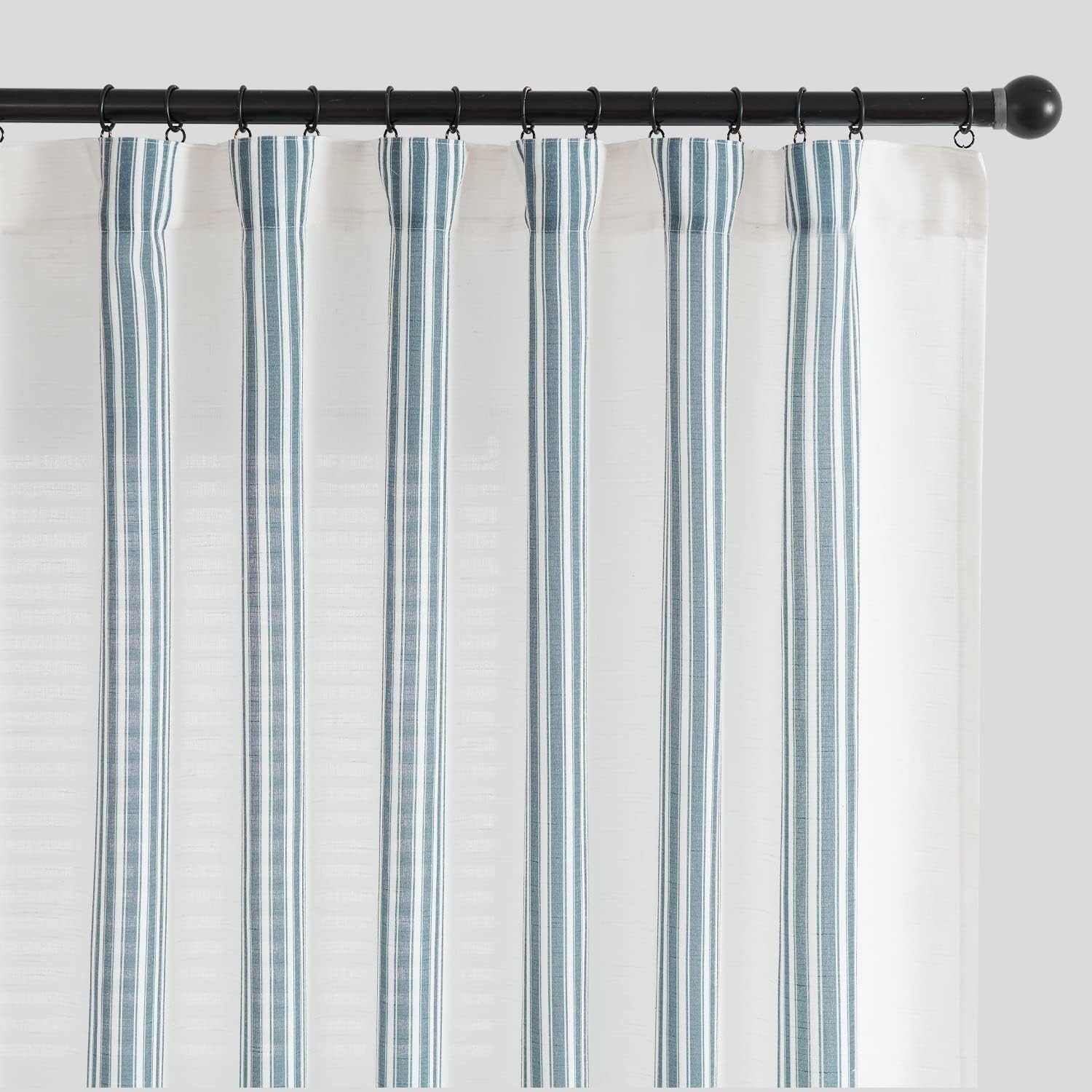 jinchan Cortinas de lino a rayas de 63 pulgadas de largo para sala de estar, cortinas semitransparentes con pestaña trasera, filtrante de luz,