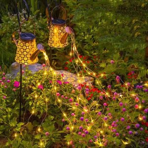 Luces solares para regadera colgantes, farol colgante impermeable, LED, decorativo, retro, de metal, para mesa, patio, camino, pasarela, regalos de Luces solares para regadera colgantes, farol colgante impermeable, LED, decorativo, retro, de metal, para mesa, patio, camino, pasarela, regalos de