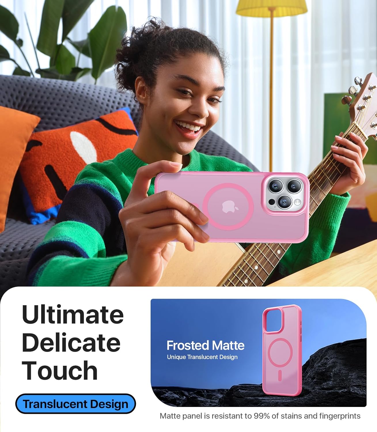 Funda magnética fuerte para iPhone 15 Pro Max, compatible con MagSafe, probada en caídas de grado militar, a prueba de golpes, delgada, translúcida,