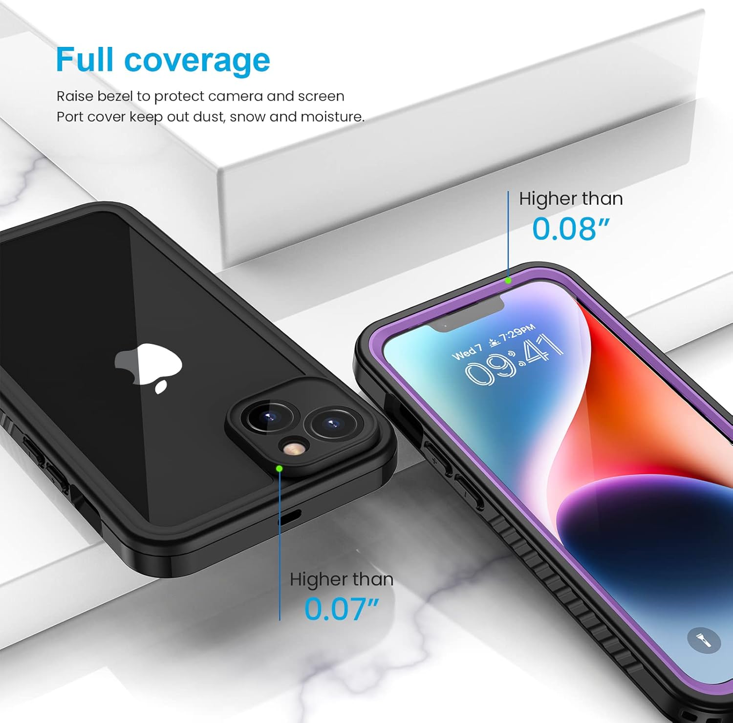Lanhiem for iPhone 14 Case, IP68 Waterproof Dustproof Shockproof 14 Case with Built-in Screen Protector, Full Body Sealed Protective Front and Back