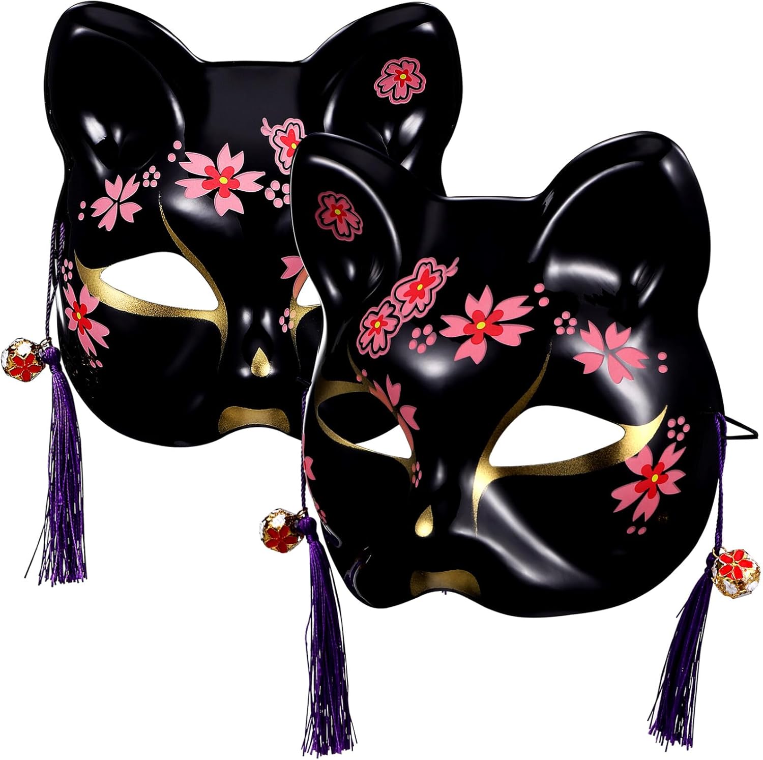 Toyvian 2 máscaras de gato para cosplay, máscara de media cara de animal, máscara de mascarada, festival, fiesta, accesorios de disfraces, disfraz
