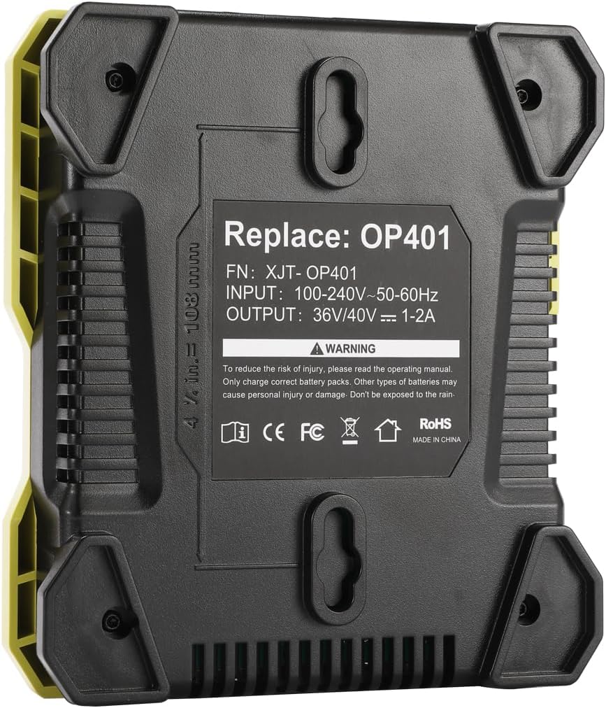 OP401 – Cargador de batería de 40 V para Ryobi Li-ion Batería Compatible con Ryobi 40V Batería OP4015 OP40201 OP4026 OP4026A OP4030 OP4040 OP4050