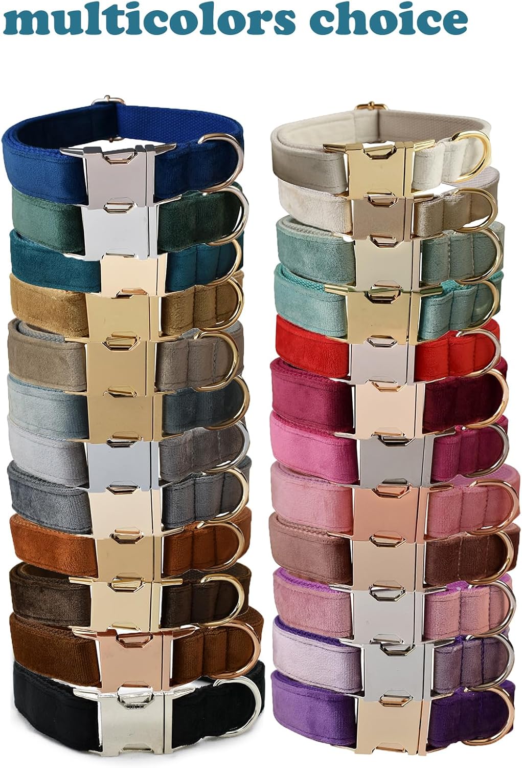 Juego de collar y correa de terciopelo para perro, collar y correa suaves y cómodos, collares ajustables con hebilla de metal resistente para perros