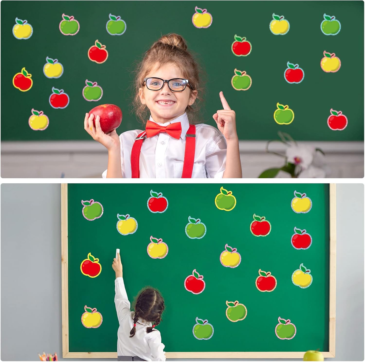 Zonon 90 piezas de recortes de manzana, decoración de tablón de anuncios para oficina, aula, fiesta, tablón de anuncios, pizarra de pared,