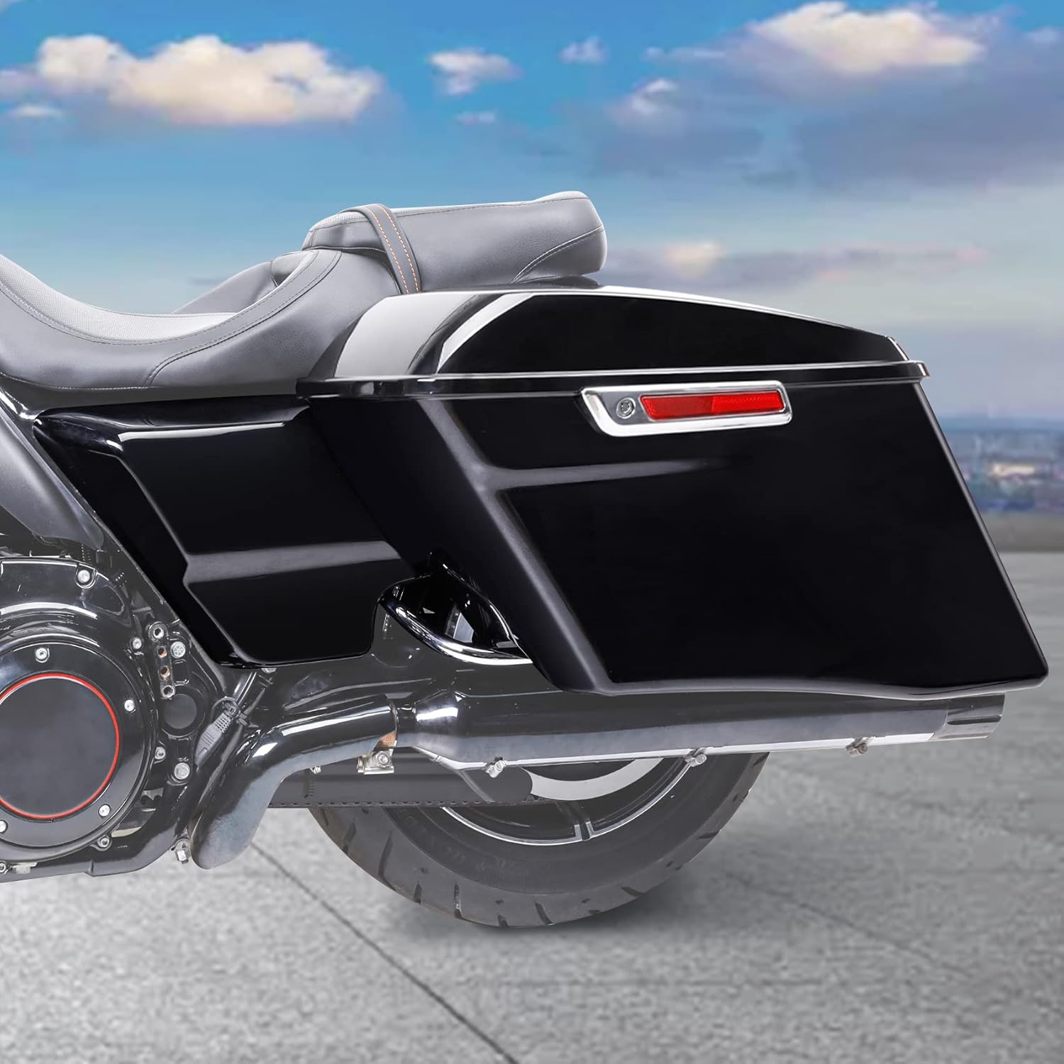 TCMT Guardabarros trasero LED estirado de 4 pulgadas para Harley Touring Road King Road Glide Street Glide Electra Glide 2014-2023