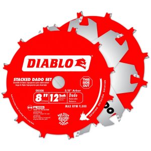 Diablo Juego de hojas de sierra Dado apiladas de carburo – 2 cuchillas, 2 astilladoras de alas, cuñas y estuche de transporte – 8 pulgadas de Diablo Juego de hojas de sierra Dado apiladas de carburo – 2 cuchillas, 2 astilladoras de alas, cuñas y estuche de transporte – 8 pulgadas de