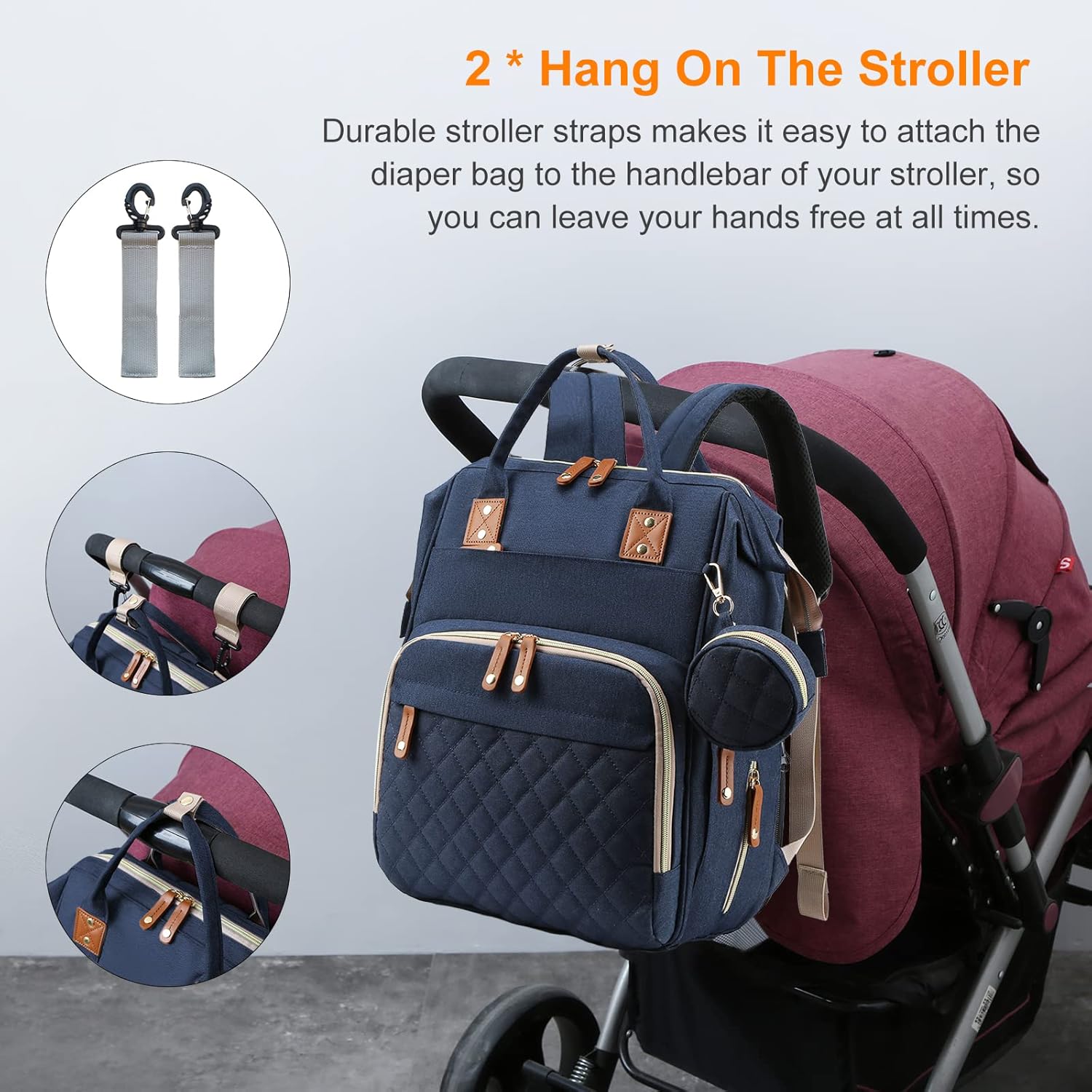 Mochila para pañales para bebé con cambiador, bolsas impermeables para niños y niñas, Azul, Multifunción