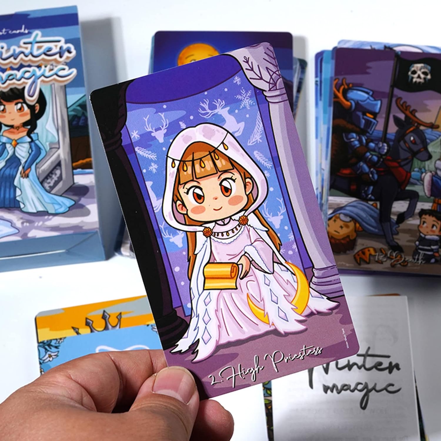 mrdiyshisha Tarot mágico de invierno, 79 cartas de tarot lindas con guía en caja rígida de dos piezas (tamaño de la tarjeta 4.75″ x 2.75″)