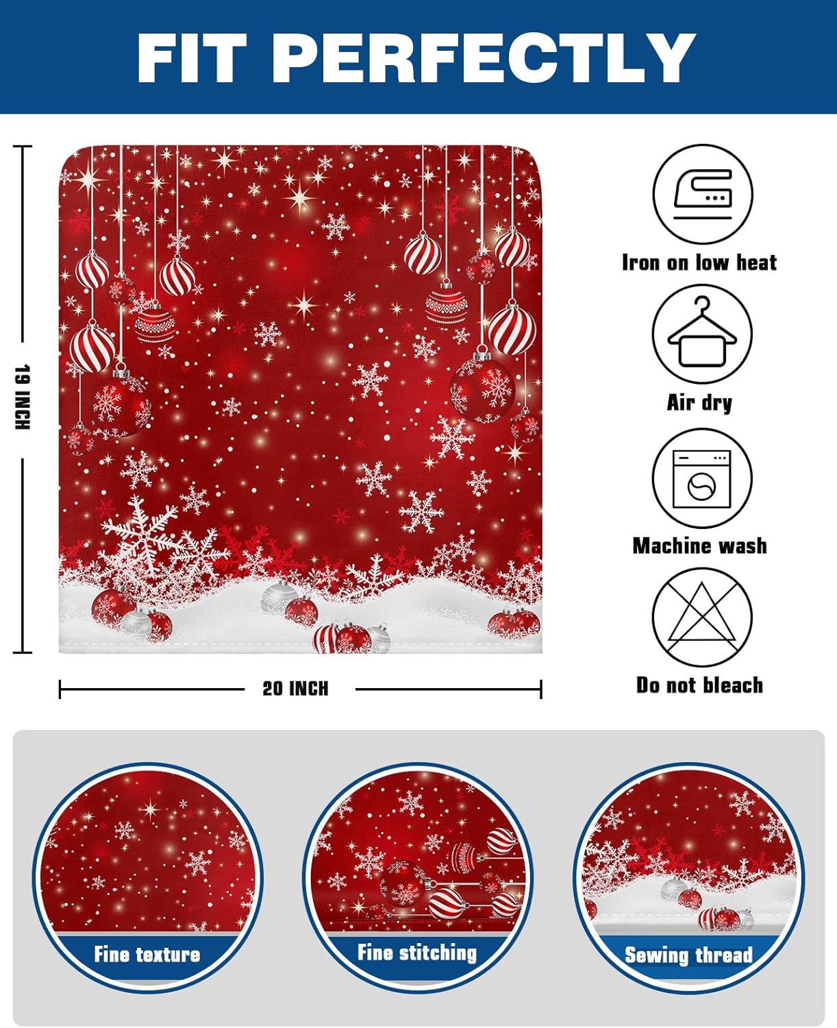 Meet 1998 Juego de 6 fundas de silla de Navidad con respaldo rojo, protector de silla de bolas de Navidad elásticas para cocina, hotel, extraíble,