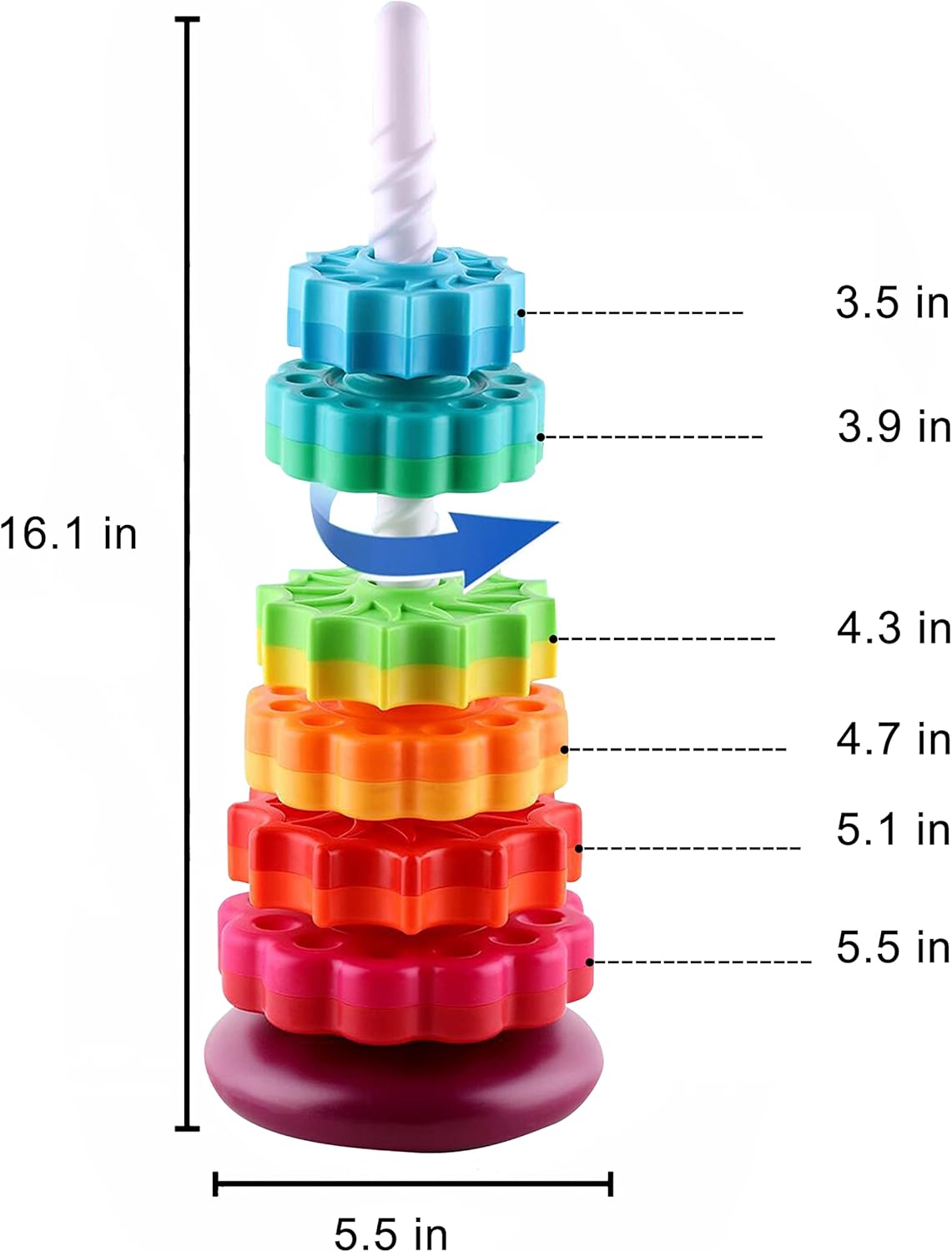 Juguete giratorio para bebés, juguete apilable para bebés y niños pequeños, juguetes educativos de aprendizaje para niños pequeños, juguete de rueda