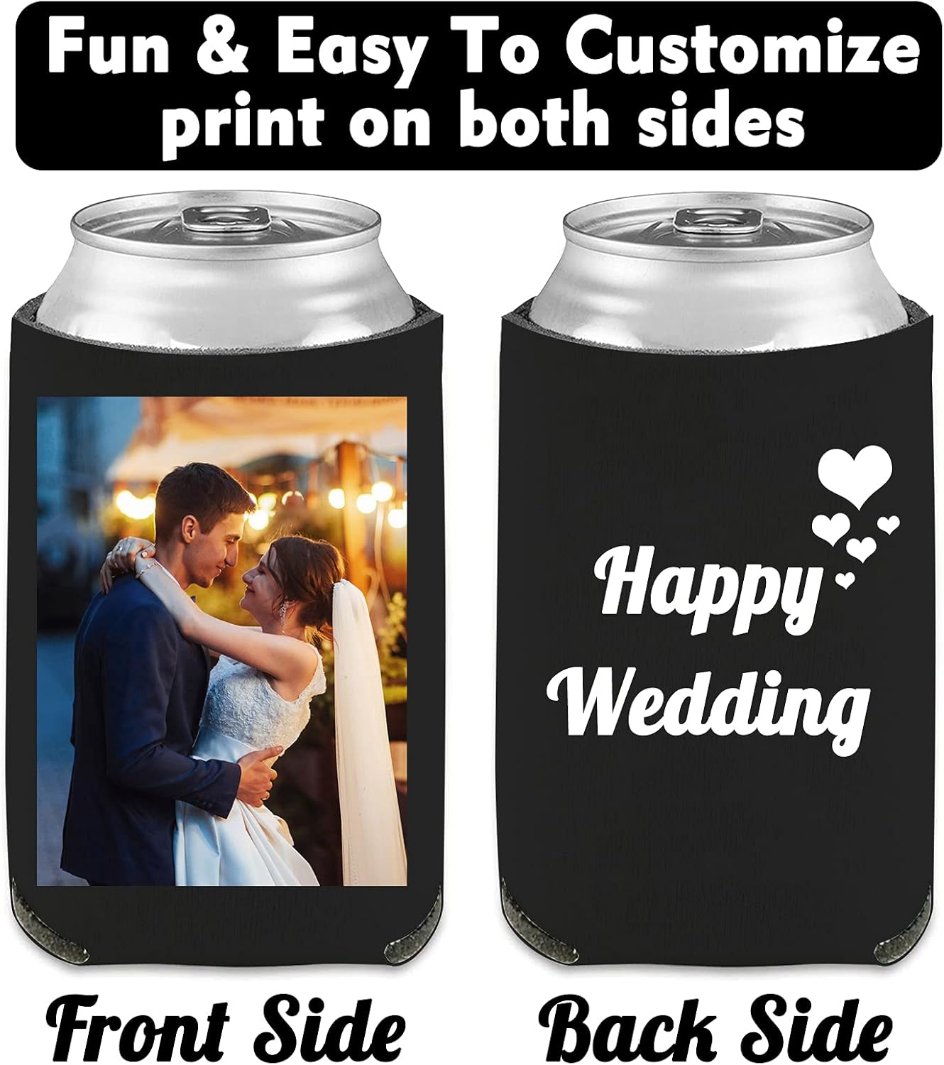 Fundas enfriadoras de latas de cerveza personalizadas con aislamiento a granel con logotipo y texto de imagen para boda, fiesta de cumpleaños